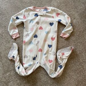 Carter's Heart Print Fleece Footed Pajamas 4T